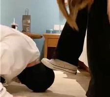 【P崽】高帮帆布鞋+白袜辱/袜子塞嘴/踩踏 JS240401-1